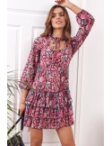 Casual dress with ruffles, pink 9105 - Online store - Boutique